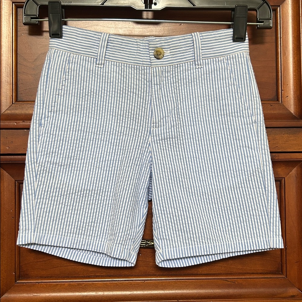 Janie & Jack | boy blue seersucker shorts | 5